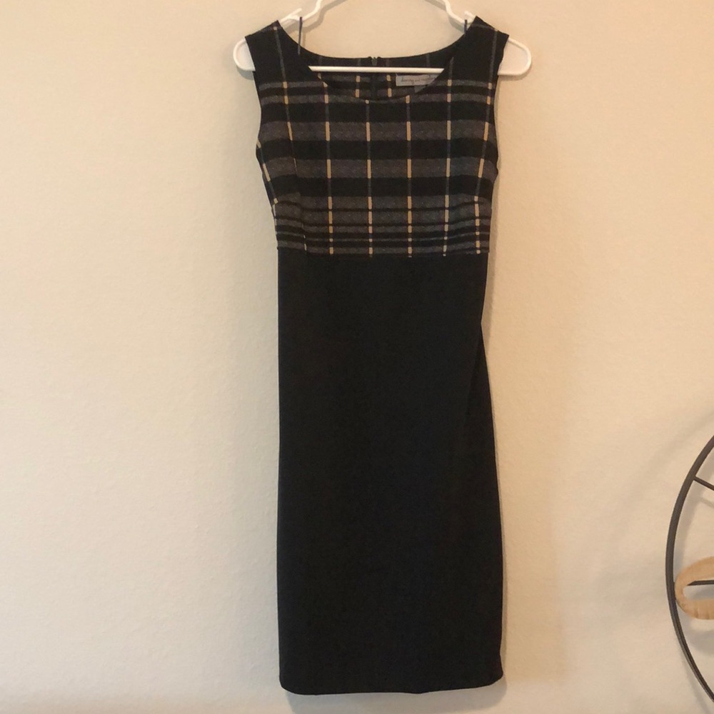 Danny & Nicole Black and Tan Sheath Midi Dress